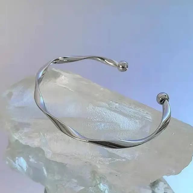 1 Pc Alloy Silver Plated Modern Plain Chain Bracelet