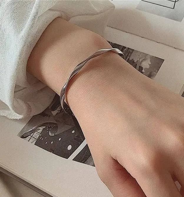 1 Pc Alloy Silver Plated Modern Plain Chain Bracelet