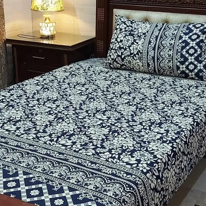2 pcs cotton printed single bed sheet