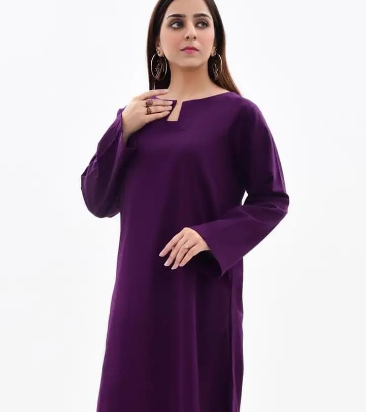2 Pcs Women's Stitched Khaddar Embroidered Suit